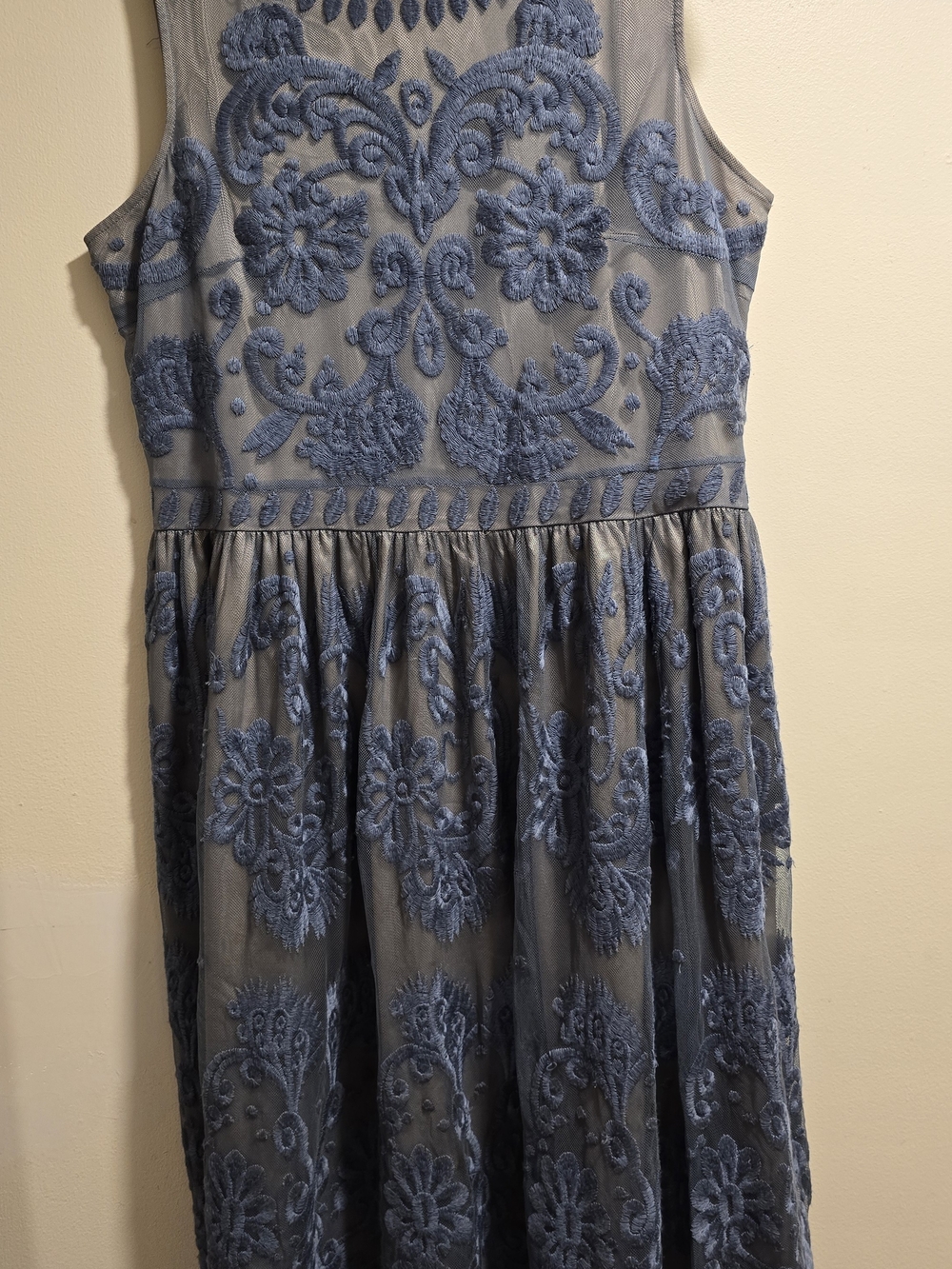 Sundance Dusty Blue Embroidered Tulle Dress